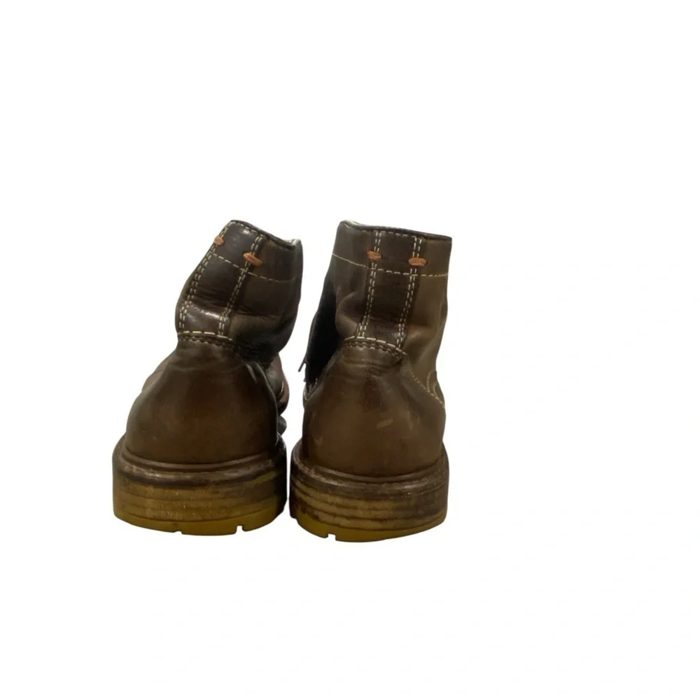 HUSH PUPPIES Brown Leather Boots Classic Size 7 preppy ankle boot moccasin